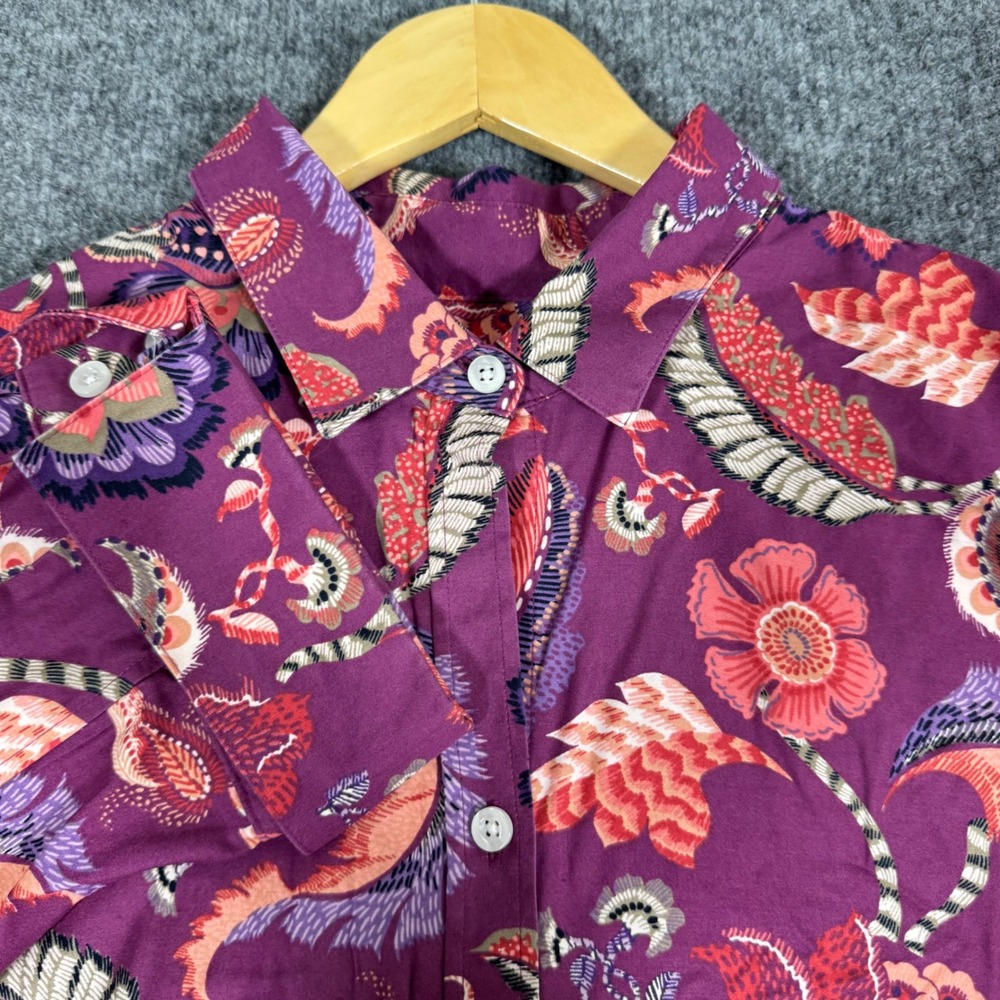 Chico's Floral Paisley Button Down Shirt Mens 3 Large Purple Cotton Blend EUC